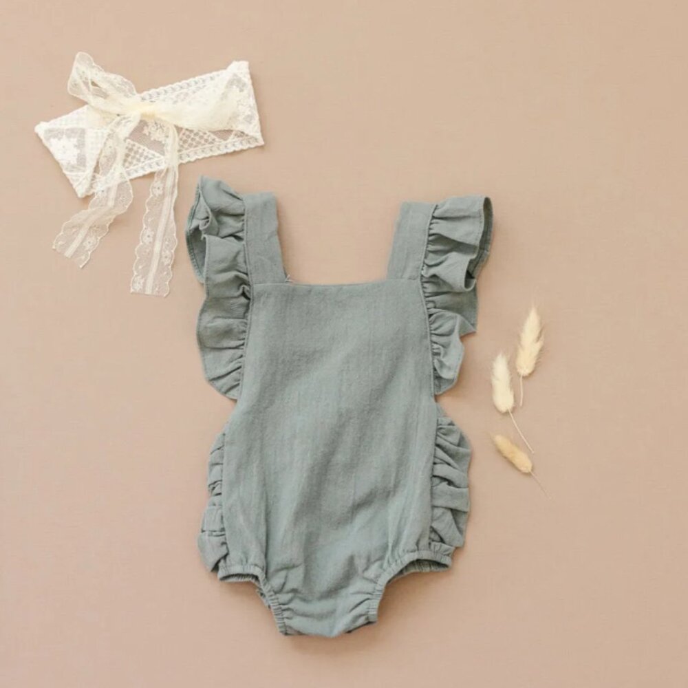 Green Ruffled Kids Bodysuit